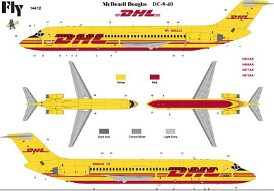 Fly-Models 1/144 DC9-40 DHL Commercial Airliner
