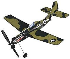 11'' Wingspan Curtiss P40 Rubber Band Pwd Wood Glider Kit