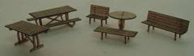GCLaser Tables & Chairs Kit (Laser-Cut Wood) - Builds 19 Items N Scale Model Railroad #1103