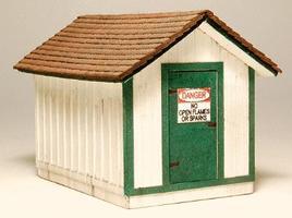 GCLaser Gas House Kit (Laser-Cut Wood) HO Scale Model Railroad Building #1294