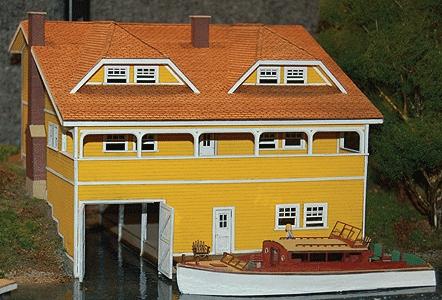 GCLaser Boat House Kit (Laser-Cut Wood) HO Scale Model Building #1464