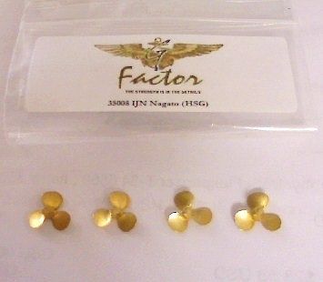 G-Factor IJN Nagato Brass Propellers for Hasegawa (4) Plastic Model Ship Parts 1/350 Scale #35008