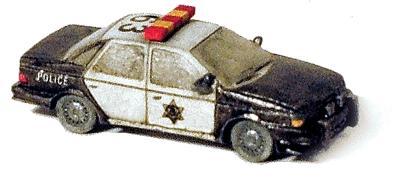 GHQ Police Highway Patrol Squad Car (Unpainted Metal Kit) N Scale Model Railroad Vehcile #51013