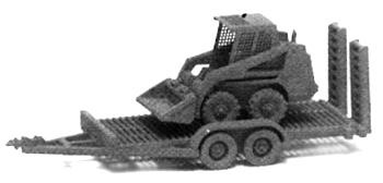 GHQ Bobcat Skid Steer Loader w/Utility Trailer (Unpainted Metal Kit) N Scale Model Vehicle #53007