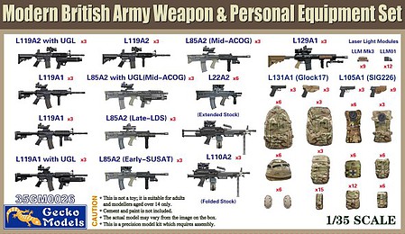Gecko-Models Modern British Army Weapon & Personal Equipment Plastic Model Weapon Kit 1/35 Scale #350026