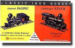 Glencoe Iron Horse Locos Central Pacific & Cabbage Stack Plastic Model Locomotive Kit 1/120 #03602