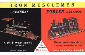 Glencoe General Civil War Hero & Porter Switcher Locos Plastic Model Locomotive Kit 1/120 #03603