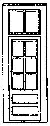 Grandt 33 Door w/6 Pane Window & Transom (3) HO Scale Model Railroad Building Accessory #5163