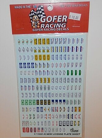Gofer-Racing License Plates Plastic Model Vehicle Decal 1/24 Scale #11001