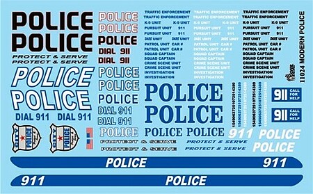 Police 911 Protect & Serve Plastic Model Vehicle Decal 1/25 Scale ...