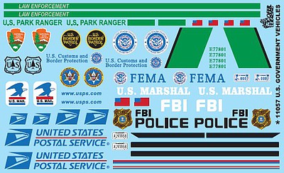 Gofer-Racing US Government Vehicles Plastic Model Vehicle Decal 1/24-1/25 Scale #11057
