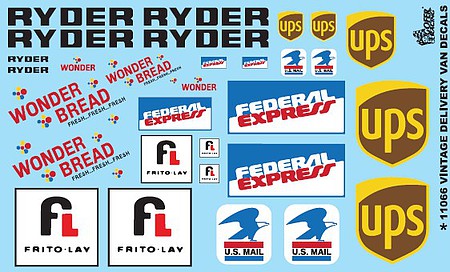 Gofer-Racing Delivery Van Decals- FedEx, UPS and more Plastic Model Vehicle Decal 1/24-1/25 Scale #11066
