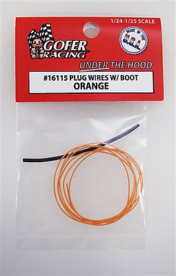 Gofer-Racing Plug Wires with Boot (Orange) Plastic Model Vehicle Accessory 1/24-1/25 Scale #16115