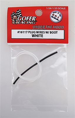 Gofer-Racing Plug Wires with Boot (White) Plastic Model Vehicle Accessory 1/24-1/25 Scale #16117