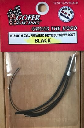 Gofer-Racing Black 6-Cylinder Distributor w/ Plug & Boot Plastic Model Acc. Kit 1/24-1/25 Scale
