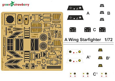 Green-Strawberry 1/72 Star Wars A-Wing Starfighter Detail Set for BAN (Photo-Etch)