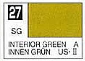 Gunze-Sangyo Solvent-Based Semi-Gloss Interior Green 10ml Bottle Hobby and Model Enamel Paint #27