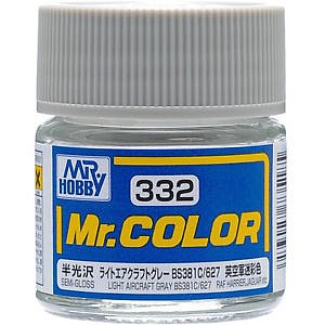 Gunze-Sangyo Solvent-Based Semi-Gloss Light A/C Gray BS381C/627 10ml Hobby and Model Enamel Paint #332
