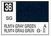 Gunze-Sangyo Solvent-Based Semi-Gloss Gray Green RLM74 10ml Bottle Hobby and Model Enamel Paint #36