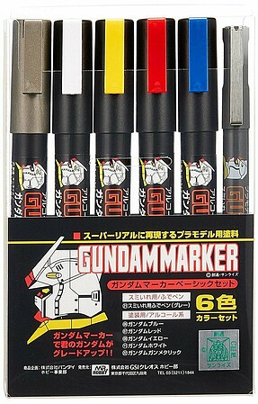 Gunze-Sangyo Gundam Marker Basic Set (6) Hobby and Plastic Model Paint Marker Set #gms105