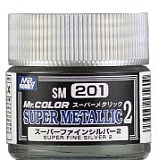 Gunze-Sangyo Super Metallic 2 Fine Silver Lacquer 10ml Bottle Hobby and Model Lacquer Paint #sm201