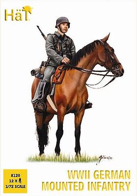 Hat WWII German Infantry on Horses Plastic Model Military Figure Set 1/72 Scale #8120
