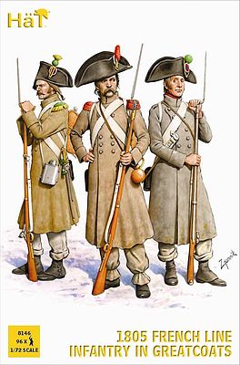 Hat French Infantry in Great Coats Plastic Model Military Figure Set 1/72 Scale #8146