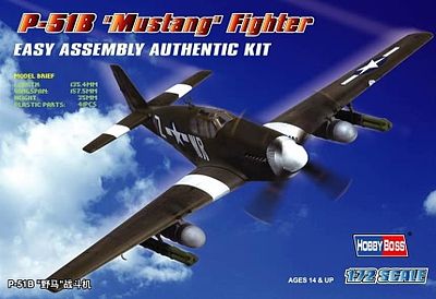 HobbyBoss Easy Build P-51B Mustang Plastic Model Airplane Kit 1/72 Scale #80242