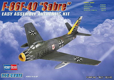 HobbyBoss EZ F-86F-40 Sabre Plastic Model Airplane Kit 1/72 Scale #80259