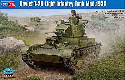 HobbyBoss Soviet T-26 Light Infantry Tank Plastic Model Military Vehicle 1/35 Scale #82497