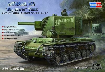 HobbyBoss KV Russian Big Turret Tank Plastic Model Military Vehicle Kit 1/48 Scale #84815