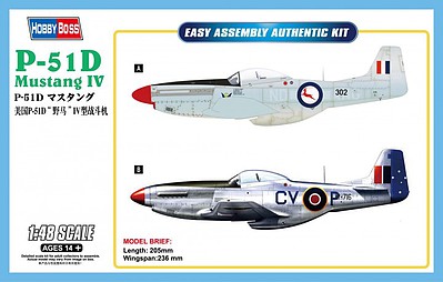 HobbyBoss P-51D Mustang IV Fighter Plastic Model Airplane Kit 1/48 Scale #85806