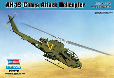 HobbyBoss AH-1S Cobra Attack Helicopter Plastic Model Helicopter Kit 1/72 Scale #87225