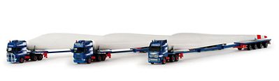 Herpa Heavy-Haul 3-Truck Set w/Wind Generator Blade Loads HO Scale Model Railroad Vehicle #158251