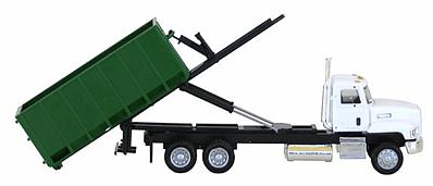 Herpa Mack Truck Tractor w/Roll-Off Container White, Green HO Scale Model Railroad Vehicle #6443