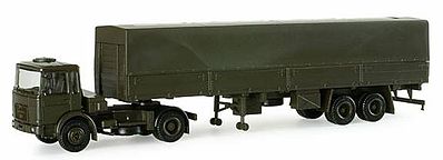 Herpa MAN F8 15-Ton German Army Tractor Trailer HO Scale Model Railroad Vehicle #740050