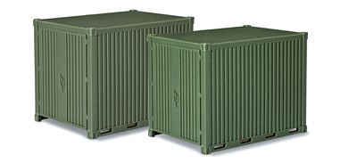 Herpa 10 Utility Container 2-Pack Green (2) HO Scale Model Railroad Vehicle #744713