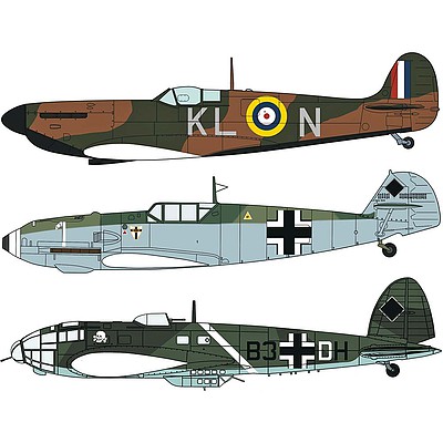 Hasegawa Spitfire Mk1 & Bf109E & He11P/H (3 kits) Plastic Model Airplane Kit 1/72 Scale #02270