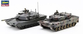 Hasegawa M1 Abrams/Leopard 2 NATO Main Battle Tanks 2 Kits Plastic Model Tank Kit 1/75 Scale #30069