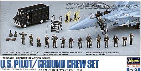 Hasegawa U.S. Pilot/Ground Crew Set Plastic Model Military Figure 1/72 Scale #35007