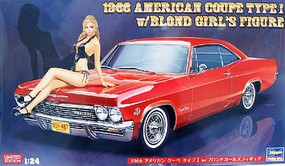 Hasegawa 1966 Chevy Impala Super Sport Car with Girl Figure Plastic Model Car Kit 1/24 Scale #52202