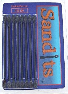 Hobby-Stix Sandits- 120/180 Grit Flat Tip Sanding Stick w/Plastic Stem (5.5) (8/Pk)