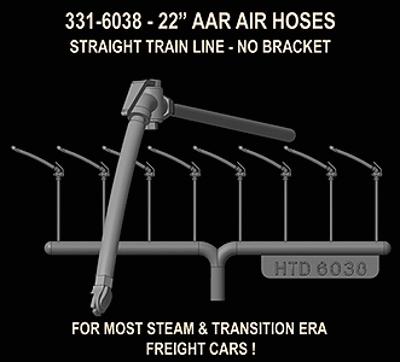 Hi-Tech HO AAR 22 Real Rubber Air Hoses w/o Brackets (8)