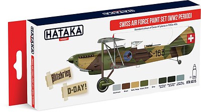 Hataka Red Line (Airbrush-Dedicated)- WWII Swiss AF 1930s-40s Paint Set (8 Colors) 17ml Bottles (D)