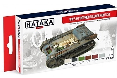 Hataka Red Line (Airbrush-Dedicated)- WWII AFV Interior Colors Paint Set (6 Colors) 17ml Bottles