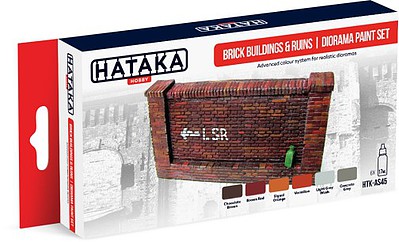 Hataka Red Line (Airbrush-Dedicated)- Brick Buildings & Ruins Diorama Paint Set (6 Colors) 17ml Bottles