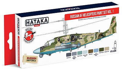 Hataka Red Line (Airbrush-Dedicated)- Russian AF Helicopters Since 2010 Vol.1 Paint Set (8 Colors) 17ml Bottles