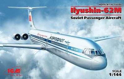 ICM Ilyushin IL62M Soviet Passenger Aircraft Plastic Model Airplane Kit 1/144 Scale #14405