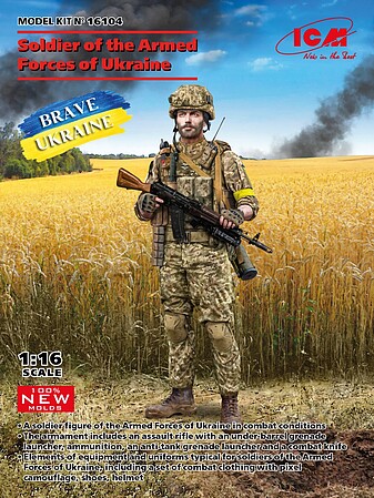 ICM Soldier of the Armed Forces of Ukraine Plastic Model Military Figure Kit 1/16 Scale #16104