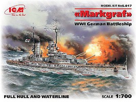 ICM WWI German Markgraf Battleship Plastic Model Military Ship Kit 1/700 Scale #17